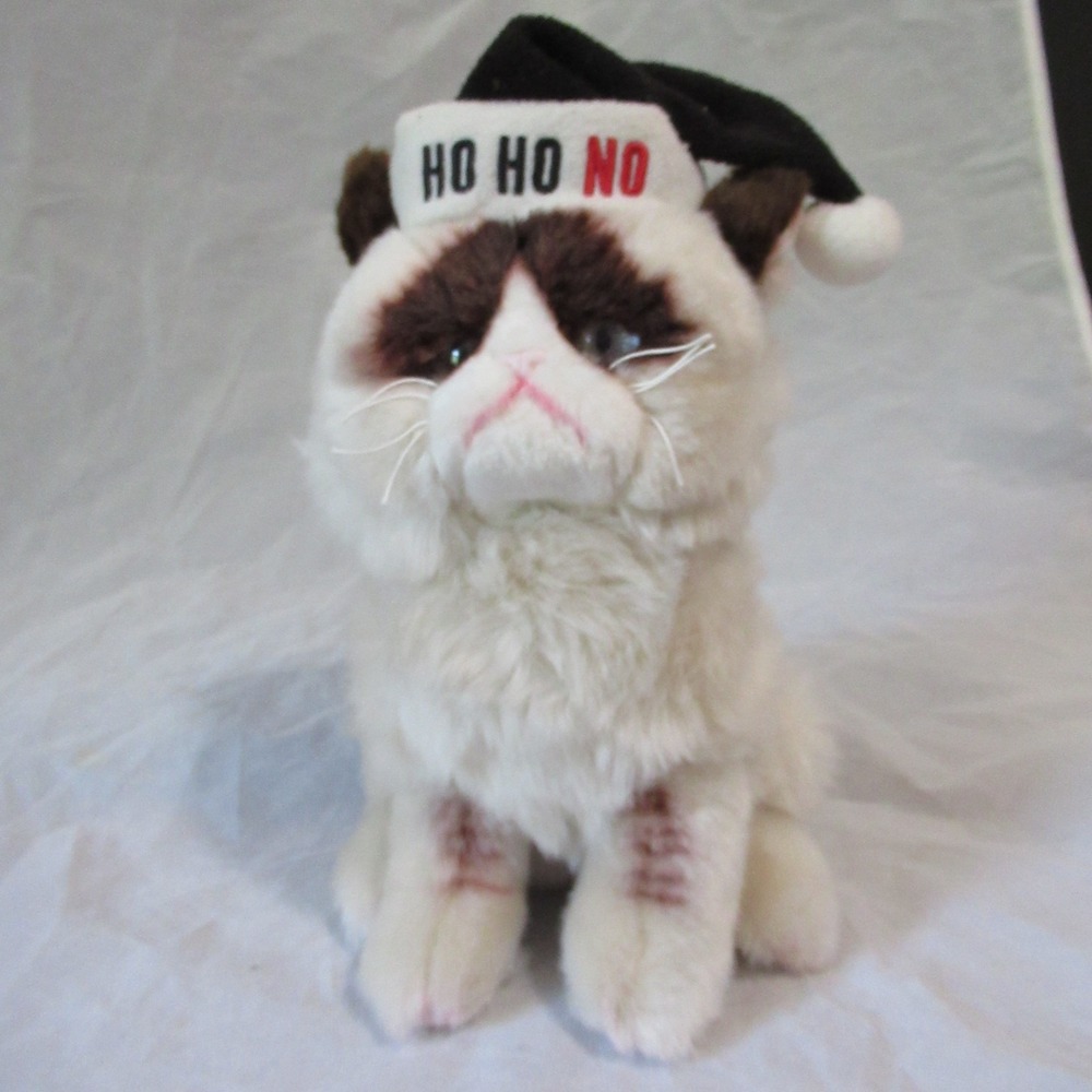 Grumpy Cat Gund Ho Ho No Hat Plush Stuffed Animal Christmas Holidays Meme 10in